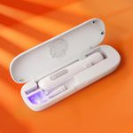 iHave Toothbrush Sanitizer for Electric Toothbrushes, Portable UV Toothbrush Travel Case with Auto-Cycle Disinfection & 100-Day Standby for Travel, Vacation & Camping, USB Rechargeable, 2000mAh, White