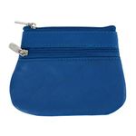 Leather Zipper Coin Pouch Wallet, Blue