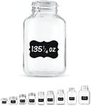 Bormioli Rocco Glass Fido Jars - 135.¼ Ounce - 4 Liter, with hinged hermetically Sealed Airtight lid for Fermenting, Canning, Preserving, With Exclusive Paksh Novelty Chalkboard Labels Set (1 Pack)