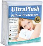 UltraPlush Pillow Protector- Waterproof & Hypoallergenic Covers - Dust Mite Proof 2 Pack of Zipped Premium Protectors - Soft & Gentle Pillow Cases - Queen