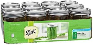 Ball Wide Mouth Pint 16-Ounce Glass Mason Jar with Lids and Bands, 12-Count, 12-Pack, Clear