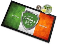 Artylicious Personalised Bar Mat, Irish Flag Shield, Any Name Pub Beer Bar Ruer