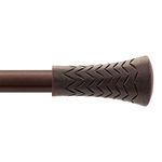 Deco Essential 4 Pack 36" to 66" Extendable Curtain Rod for Door & Windows Adjustable Heavy Duty Iron Drapery Pole with Wood Taper Finials (19mm Dia, Brown)