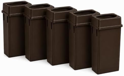 23 Gallon Slim Jim Rectangular Brown Trash Can with Lid | 5 PACK