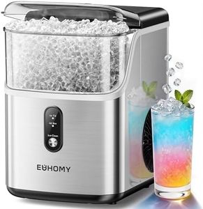EUHOMY Nugget Ice Maker Countertop, Ready in 7 Mins, 34Lbs/24H Pebble Ice Maker Machine, Self-Cleaning Countertop Sonic Ice Makers with Ice Scoop&Basket, Pellet Ice Maker for Home, Stainless Steel