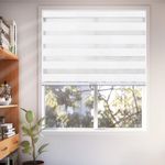 CHICOLOGY Zebra Blinds, Roller Window Shades, Blinds for Windows, Roller Shades for Windows, Window Shades for Home, Window Shades, Pull Down Shades for Windows, 58" W X 72" H, Basic Arctic