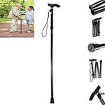 PLASTIFIC Walking Stick, Easy Adjustable Height Folding Extendable Walking Cane, Lightweight Flexible and Durable Walking Aid Mobility Aid Collapsible Walking Stick (Black)