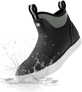 Trudave Deck Boots for Men, Waterproof Rain Boots with High Traction, Slip On Saltwater Fishing Boots Neoprene Rubber Ankle Boots for Boating Sailing