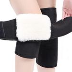 A Pair Unisex Thicken Cashmere Wool Knee Warmer Protector, Fleece Padded Knee Brace Support Pads for Arthritis Joint Pain Dance Sports,XL