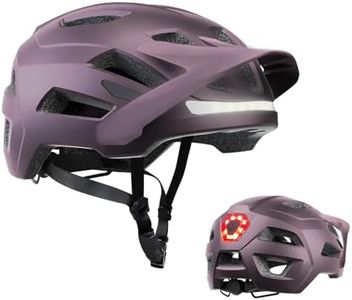 Bike Helmet, Mountain Bike Helmets for Men and Women, Front and Back LED Lights Safe Certified MTB Road Bicycle Helmet with Adjustable Brim