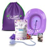 Fivona Yoni Steam Kit 4-in-1 Bundle of Expandable Steaming Seat for Toilet Pump Storage Bag and All Natural Blue Moon Herbal Blend for V-Steam Therapy Cleansing Detox Tightening Fertility Increase