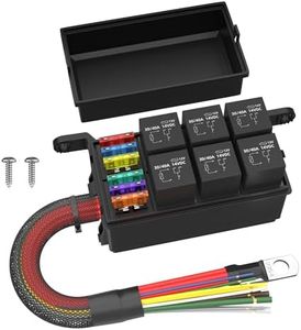 RVBOATPAT 12V Fuse Relay Box 6 Way Relay Fuse Box Pre-Wired Waterproof Relays Box with 6 Relays and 12 ATC/ATO Fuses Relay Panel for Automotive Car Marine Boat