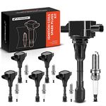 A-Premium Set of 6 Ignition Coil Pack and Iridium Spark Plugs Compatible with Infiniti G25 JX35 M35 Q50 Q70 QX60 & Nissan Altima Maxima Murano Pathfinder Quest