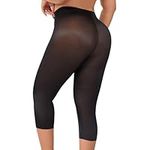 Takusun High Waist Capri Shapewear Leggings for Women Footless Tummy Control Body Shaper Thigh Slimmer, Black, S