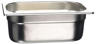 Vogue Gastronorm Pan 1/4, Stainless Steel Tray, Depth: 100 mm, Capacity: 2.5 Litres, Hot and Cold Food Storage Container, Bain Marie Compatible, Lid Sold Separately, K819