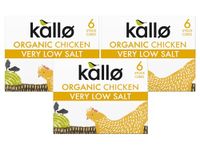 Chicken Stock Cubes Bundle with Kallo Organic Very Low Salt Chicken Stock Cubes 6 x 8g (Pack of 3 - Total of 18 Cubes)