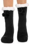 Fuzzy Socks for Women Slipper Fluffy Cozy Cabin Winter Warm Soft Fleece Comfy Thick Stocking Stuffers Christmas Gifts for Womens Grips Non Slip Socks (Black)