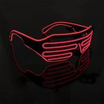 LMS Led Light Up El Wire Rave Shutter Glasses, Party Flashing Glasses, Futuristic Neon Glasses Accessories, Glow in Dark Flashing LED Sunglasses, Parties, Halloween (RED 1Pc)