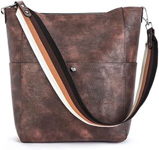 BROMEN Handbags for Women Bucket Bags Vegan Leather Purses and Crossbody Purse Coffee Rough Grain