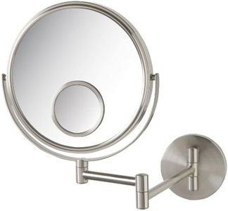 Jerdon JP7510N 8" Diameter Wall Mount Mirror, Nickel