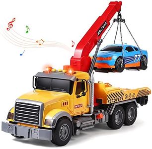 Tacobear Carro Attrezzi Giocattolo Grande Camion Giocattolo 1:16 con Auto da Corsa Luci e Suoni Funzione Trasportatore Camion Soccorso Regalo per Giocattolo Bambini 3 4 5 6 Anni