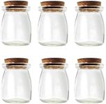 Yamahiko 6Pcs Decorative Glass Bottle with Cork Stopper, 100ml,3.4oz Mini Glass Wish Favor Bottle Jars with Cork Lid, Corked Small Pudding Glass Storage Jars Empty Glass Bottle for Party Wedding Favor
