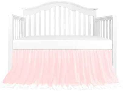 Blush Coral Pink Ruffle Crib Skirt Baby Girl Boys Nursery Bedding Dust Ruffle Skirt Sheet (Crib Skirt)