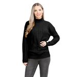 janisramone® Polo High Neck Jumpers for Women UK, Ladies Cable Knitted Jumper, Long Sleeve Pullover Casual Turtle Neck Tops for Women, Winter Casual Women s Jumpers, Size 8-26 Black