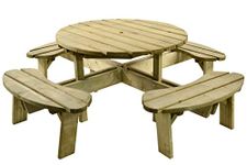 BrackenStyle Aberdeen Picnic Table – Durable Heavy Duty Round Pub Table – Suitable for 8 People 2.15M Diameter