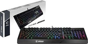 MSI Vigor GK20 Gaming Keyboard (UK Layout) - Membrane Switches, Water Resistant, Static Multi-Color, Lighting & Media Hotkeys, Anti-slip Base, Gold-Plated USB 2.0 - Full-Sized