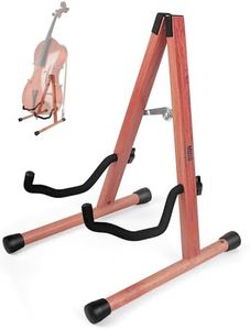 MUSO Cello Stand with Bow Holder,A-Frame Floor Stand with Padded Foam, Handcrafted Cello Rack Fits 1/2, 3/4, 7/8, 4/4 Full-Size and Guitar, Instrument Holder for Home and Studio Display