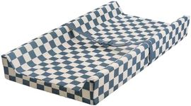 Tiny Twinkle Diaper Changing Pad for Dresser & Nursery Table – Waterproof, Wipeable & Mess-Proof Baby Changing Pad with Safety Strap, Non-Slip Base & Removable Washable Cover(Blue Checkers)