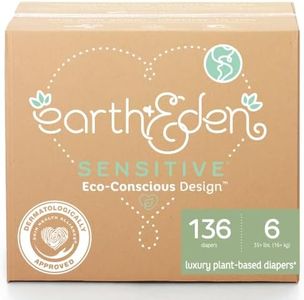 Earth & Eden Sensitive Baby Diapers, Size 6, No Harsh Chemicals, 136 ct