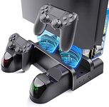 VGBUS PS4 Stand Cooling Fan Station for Playstation 4/PS4 Slim/PS4 Pro, PS4 Vertical Charging Station with Dual Controller,PS4 Stand with USB Port & 12 Games Slots.