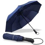 Hannstar Windproof Travel Umbrella - Compact, Lightweight, Auto Opne/Close, Strong and Portable - Wind Resistant, Small Folding Backpack Umbrella - Men and Women