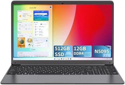 SGIN Ordenador Portátil 12GB DDR4 512GB SSD, 15,6 Pulgadas PC Portátil con Quad-Core N5095 Processore, 1920 * 1080 IPS FHD Pantalla, 2.4/5G WiFi, BT5.0, USB3.2 * 2, Extensión de 180, 53.2WH Baterías