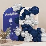 PartyWoo Blue and Silver Balloons, 