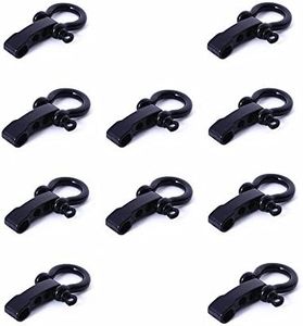 Hewnda 10 Sets of Alloy Umbrella Rope Buckle, Adjustable D Buckle Umbrella Rope Bracelet Buckle Survival U Shape （Black）