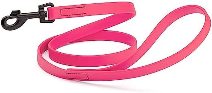 Dogline Biothane Waterproof 6ft Dog Leash Strong Coated Nylon Webbing with Black Hardware Odor-Proof Easy to Clean High Performance for Small or Large Dogs Made in USA 6ft Lead, Passionfruit Pink