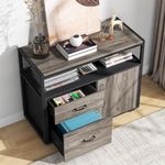 Tribesigns Modern File Cabinet with Drawers for Letter-Size, Lockable lateral Filing Cabinet Printer Stand with Door& Caster for Home Office.