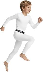 MIVEI Toddler to Youth Boys Thermal Underwear Set 2 Piece Moisture-Wicking Insulated Compression Base Layer Kids Long Johns White