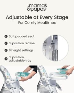 Mamas & Papas Snax Adjustable Highchair – Reclining, Foldable, Removable Tray