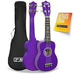 3rd Avenue Soprano Ukulele Beginner 21 Inch 4 Nylon Strings with Free Uke Bag – Purple – FREE 1 Month Online Lessons