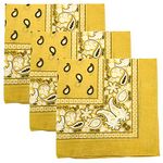 Kaiser Pack of 3 Cowboy Bandanas 100% Cotton 22 x 22 Inches Beige