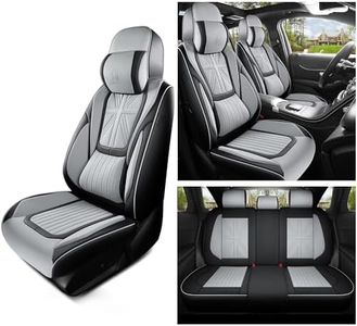 Red Rain Gray and Black Leather Seat Cover for Cars Waterproof Auto Seat Covers Universal Car Seat Covers Full Set with Head Pillows and Lumbar Support (AW-Gray+black)