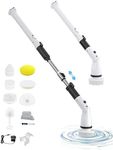 Electric Spin Scrubber, FRYLINE Cordless Shower Brush with 7 Replaceable Cleaning Heads and Adjustable Extension Handle, 1.5H Power Bathroom Scrubber for Bathtub, Tile, Floor