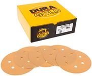 Dura-Gold Premium 400 Grit 6" Gold Sandpaper Discs, 6 Hole Pattern Dustless, Box of 50 - Hook & Loop Backing for DA Sander, Finishing Fine Cut Sanding Abrasive Automotive Paint, Woodworking Wood Metal