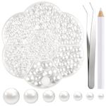 NACHLYNN 6480 Pcs Flat Back Pearl 7 Sizes Half Pearl Bead Flatback Pearl Beads Half Round Pearls for Crafts Embellishment Shoes Clothes Bags DIY Making