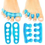 Toe Separators By Envelop - Toe Spacers Provide Bunion Relief & Improve Circulation - Durable Silicone Gel Makes the Perfect Toe Separator That Supports & Comforts Toes - Vive Guarantee (Blue)