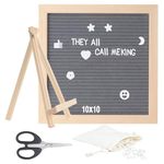 HonGien Felt Letter Board,Square Changeable Felt Letter Board, 10x10 Inch Wood Frame Message Sign Board for Home Decoration,Restaurant,Party (Grey)